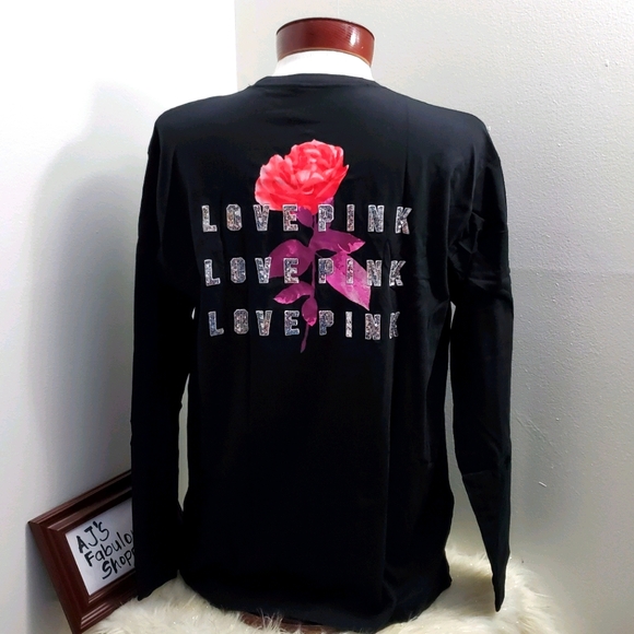 VS PINK FLORAL BLING LONGSLEEVE TEE - Picture 1 of 4